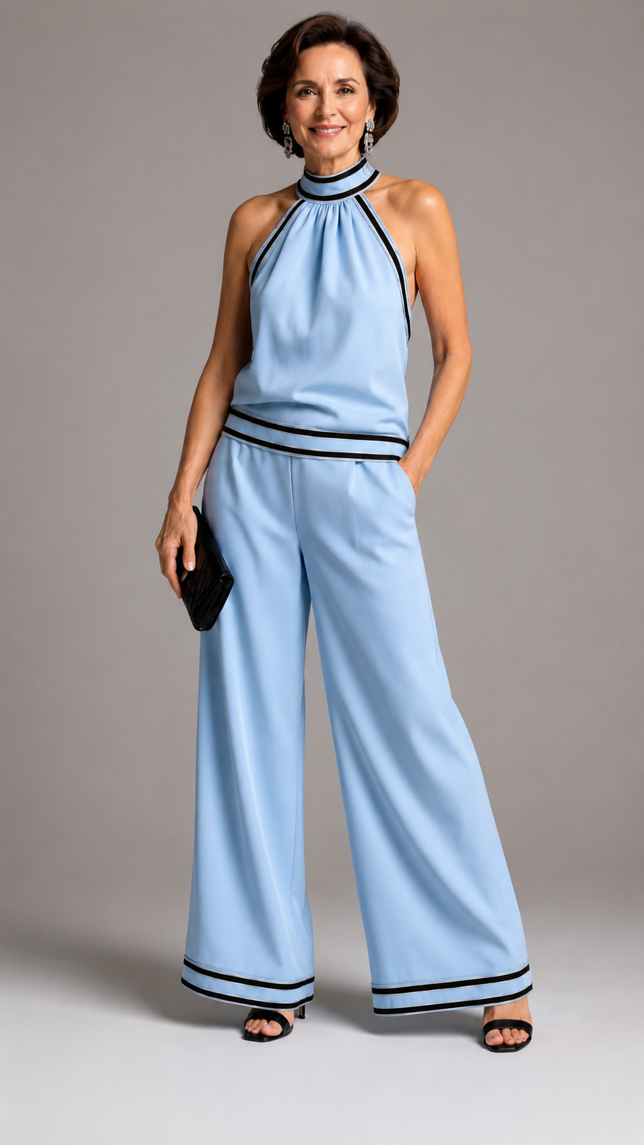Zephyrine | Mono Elegante de Cuello Halter con Contraste