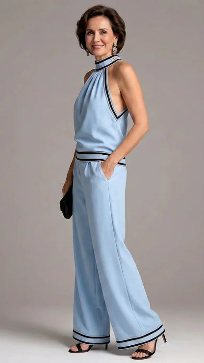 Zephyrine | Mono Elegante de Cuello Halter con Contraste