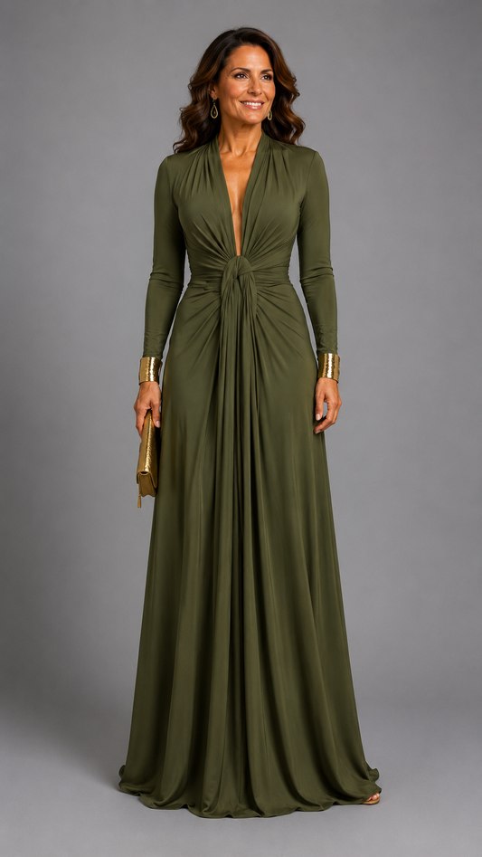 Vimmer | Vestido Maxi Elegante de Escote Profundo y Caída Fluida