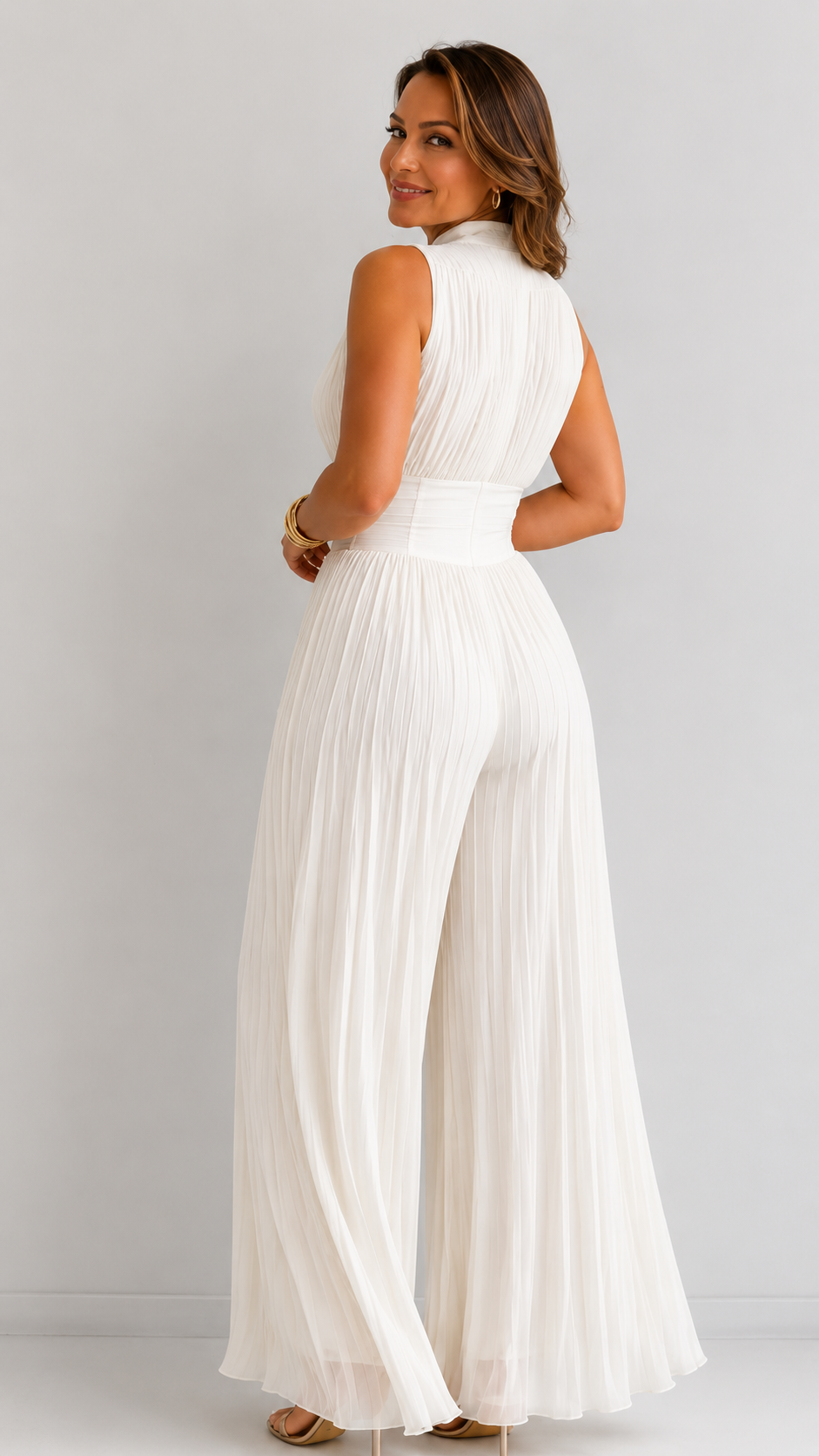 Zakira | Mono Plisado Elegante de Pierna Ancha