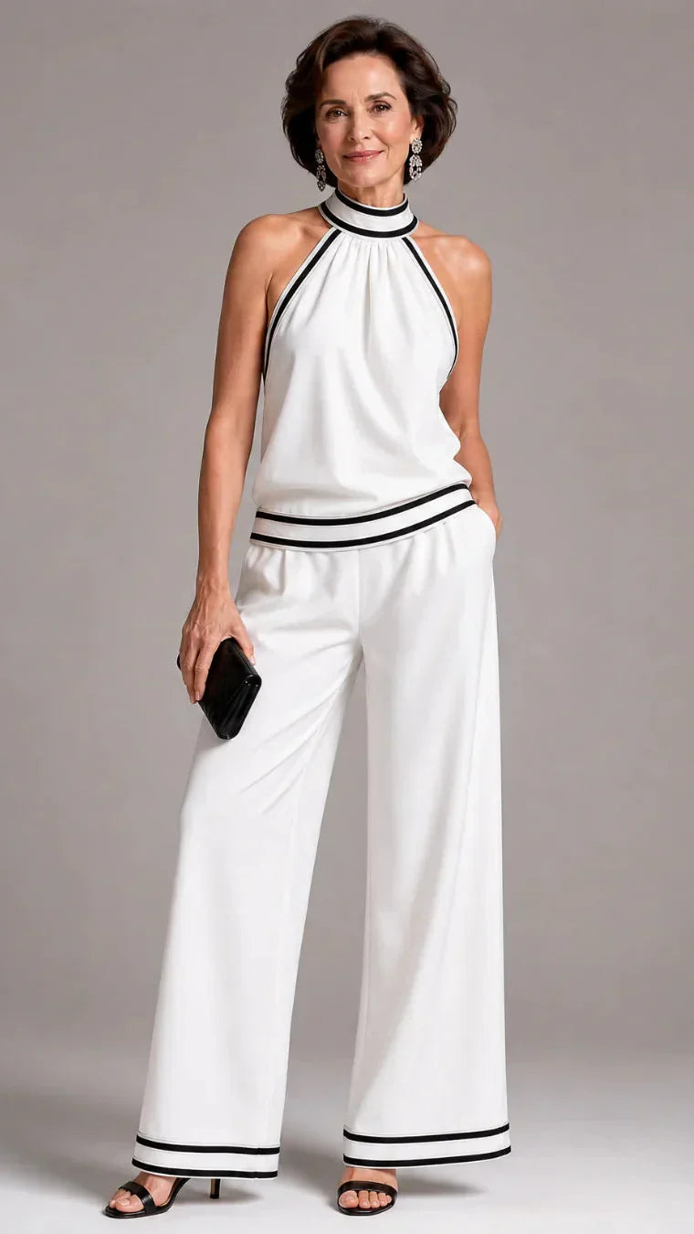 Zephyrine | Mono Elegante de Cuello Halter con Contraste