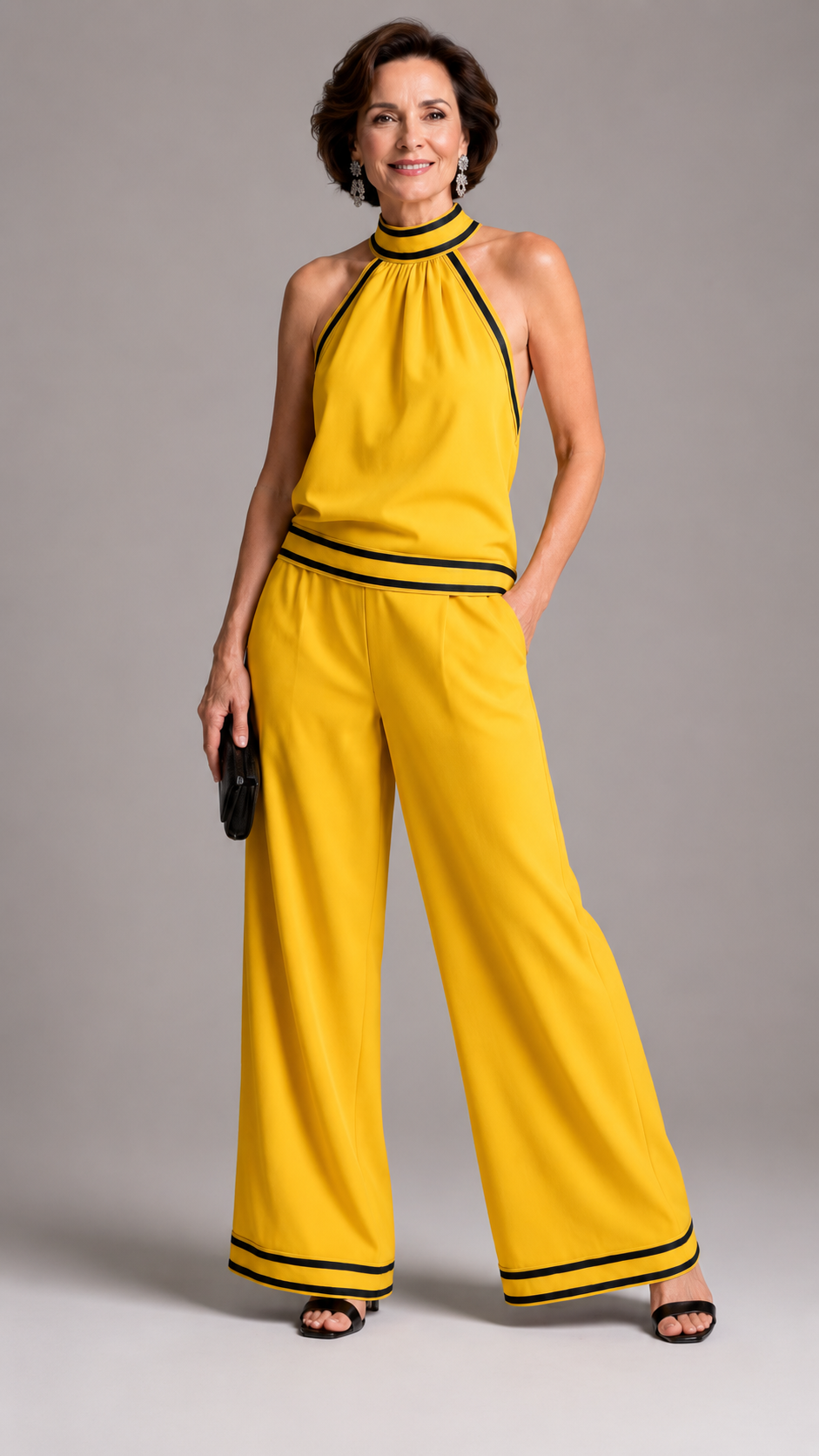 Zephyrine | Mono Elegante de Cuello Halter con Contraste