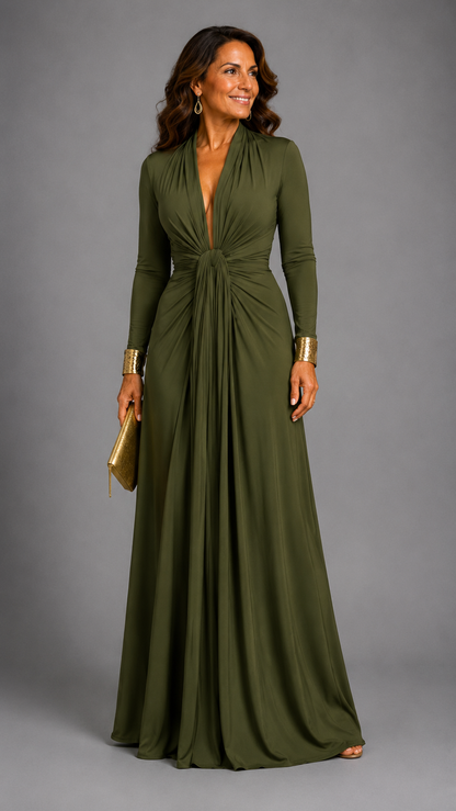 Vimmer | Vestido Maxi Elegante de Escote Profundo y Caída Fluida