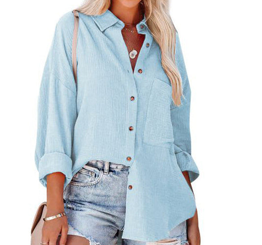 Madelyn | Blusa Casual Abotonada de Manga Larga